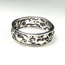 Sweet Sterling Silver Hearts and Flowers Ring size 7
