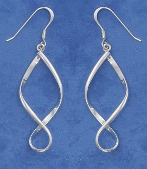 Sterling Silver Long Twisted Hoop earrings