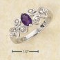 Sterling Silver ring with a genuine Amethyst stone and a gorgeous scrolled band size 6