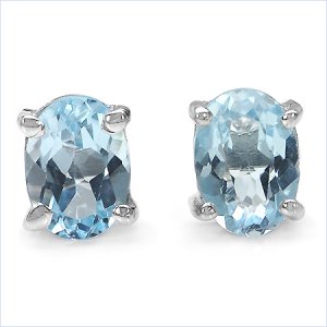 Sterling silver Blue Topaz post earrings
