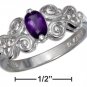 Sterling Silver ring with a genuine Amethyst stone and a gorgeous scrolled band size 9