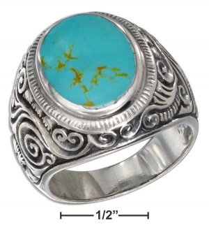 Sterling Silver Mens Turquoise ring size 10