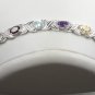Elegant Sterling Silver 7.5 inch Bracelet with 14 genuine gemstones
