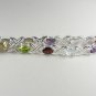Elegant Sterling Silver 7.5 inch Bracelet with 14 genuine gemstones
