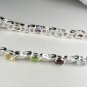 Elegant Sterling Silver 7.5 inch Bracelet with 14 genuine gemstones