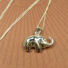 Cute Puffy Elephant sterling silver 3-D Charm and Necklace