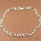 Italian Sterling Silver 8 inch Figaroa Chain Unisex Bracelet