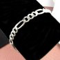 Italian Sterling Silver 8 inch Figaroa Chain Unisex Bracelet