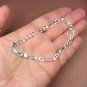 Italian Sterling Silver 8 inch Figaroa Chain Unisex Bracelet