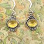 Sterling Silver Oval Yellow Citrine Earrings with a beaded design