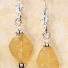 Sterling Silver Polished Yellow Citrine Stone Nugget Earrings