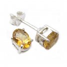 Citrine gemstone Sterling Silver post earrings