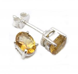 Citrine gemstone Sterling Silver post earrings