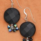 Glamourous Sterling Silver, Black Onyx and Crystal Earrings