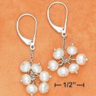Pretty Sterling Silver Fresh Water White Pearl Cluster Earrings