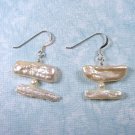 Sterling Silver White and Pink Pearl Round & Stick Earrings