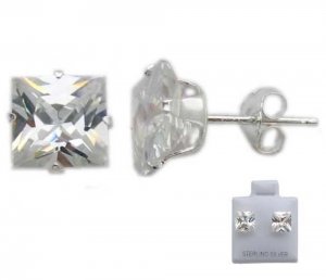 Pretty Sterling Silver Clear CZ Cubic Zirconia Earrings
