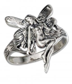 Cute Sterling Silver Ring Featuring a Fairy size 7 1/2