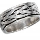 Sterling Silver Spinner Ring with a braided design in Size 7