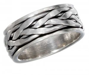 Sterling Silver Spinner Ring with a braided design in Size 11