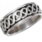 Sterling Silver Spinner Ring with a Celtic weave design in Size 8