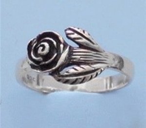 Sterling Silver Rose Ring Size 6