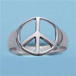 Sterling Silver Peace Symbol Ring Size 6