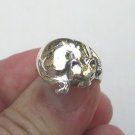 Adorable Sterling Silver Sleeping Cat Ring Size 6