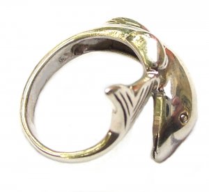 Awesome Sterling Silver Dolphin Wrap Ring Size 9