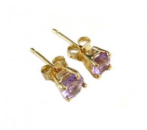 Amethyst gemstone Gold Vermeil post earrings