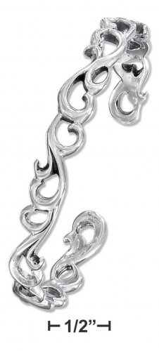 Gorgeous Sterling Silver Antiqued Scroll Design Cuff Bracelet