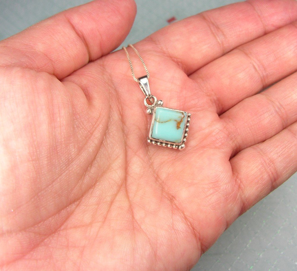 Beautiful Sterling Silver and Turquoise square pendant