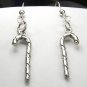 Cute Sterling Silver Christmas Candy Cane 3 Dimensional Earrings