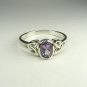 Sterling silver ring with an Oval Amethyst Stone and Celtic Trinity knot design in size 6