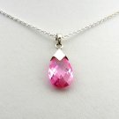 Gorgeous Pink Cubic Zirconia Pendant and sterling silver chain Necklace