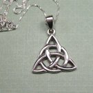 Sterling Silver Celtic Trinity Triangle pendant with a circle inside the triangle