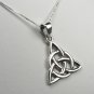 Sterling Silver Celtic Trinity Triangle pendant with a circle inside the triangle