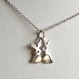 Sterling Silver two Bunnies Kissing charm