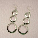 Sterling Silver Long Triple Hoop earrings