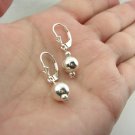 Sterling Silver Highly Polished Round Bead Leverback Earrings