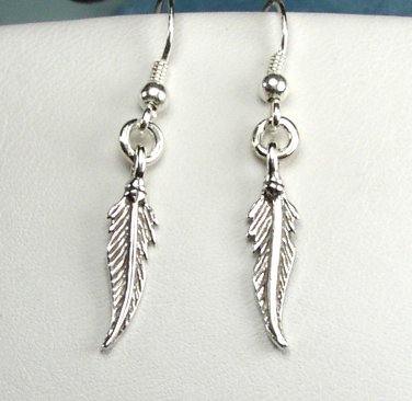 Sterling Silver Feather Earrings