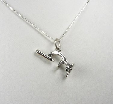 Sterling silver microscope Charm and Necklace