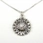 Pretty Sterling Silver Sunflower Pendant and Chain