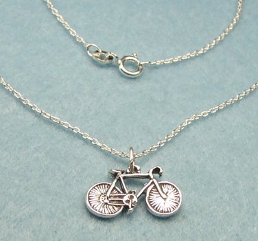 Fun Sterling Silver Bicycle Necklace