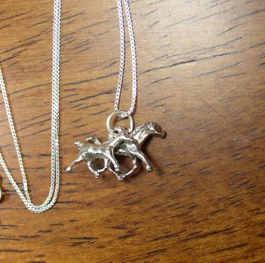 Too Cute Sterling Silver Mother Horse and colt necklace