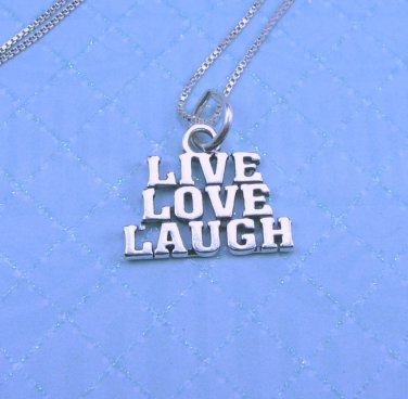 Live, Love, Laugh Sterling Silver Charm and chain necklace