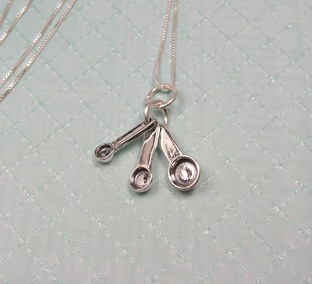 Sterling Silver Measuring Spoons charm and chain Necklace