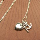 Sterling Silver Faith, Hope and Charity Charms and chain necklace