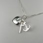 Sterling Silver Faith, Hope and Charity Charms and chain necklace