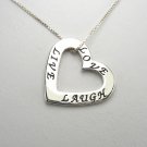 Live, Love, Laugh Sterling Silver Floating Heart Charm